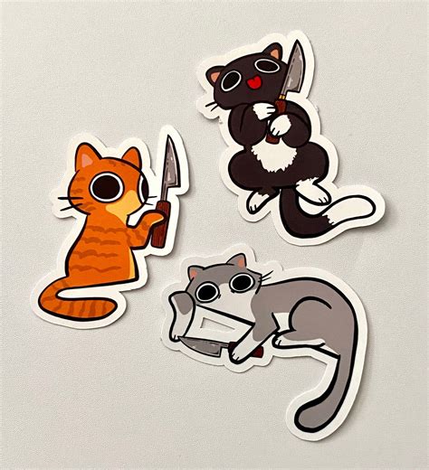 Cats With Knives Sticker Bundle | Water Bottle Laptop Sticker ...