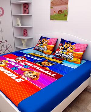 One Team Paw Patrol Cotton Kids Double Bedsheet King Size | Athom Living