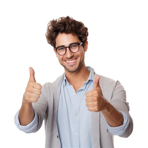 Premium Photo | White background casual men thumbs up