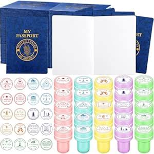 Buy Leitee Passport Stampers Set for Kids 120 Pack Travel Stamps and 60 ...