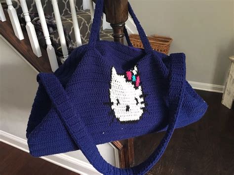 HELLO KITTY Handmade MASSIVE Duffle Bag Tote, Navy Bl… - Gem