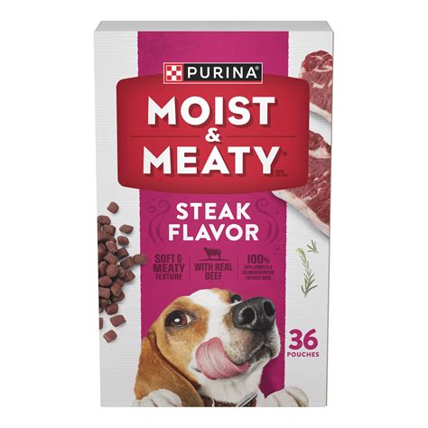 Purina Moist and Meaty Soft Dog Food, Real Steak Flavor, Wet Dog Food ...