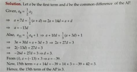 The eighth term of an AP is half its second term and eleventh term ...