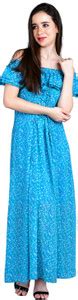 shruthi Women Fit and Flare Blue, Light Blue, White Maxi/Full Length ...