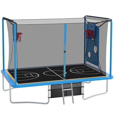 Rectangular Trampoline with Basketball Hoop, SEGMART Big Outdoor ...