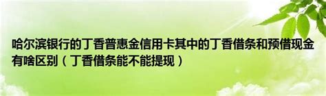 哈尔滨银行的丁香普惠金信用卡其中的丁香借条和预借现金有啥区别（丁香借条能不能提现）_拉美贸易经济网