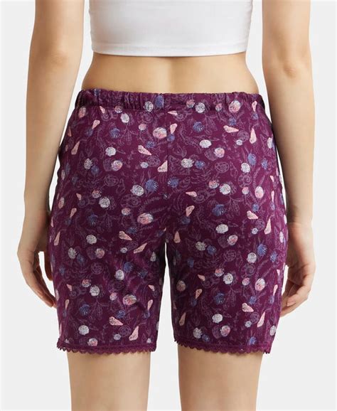 Buy Micro Modal Cotton Relaxed Fit Printed Shorts with Side Pockets ...