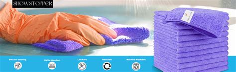 Showstopper 250 GSM Microfiber Cleaning Cloths, Pack of 12 - Lint-Free ...