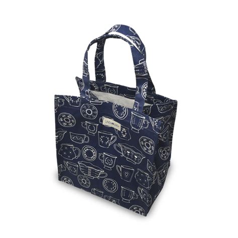 Tall Acrylic Coated Lunch Bag - Cup & Saucer - Navy – Thabisa