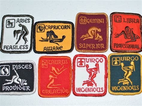 Sexual Position Zodiac Astrology Vintage Sew-on Embroidered Patch Aries Capricorn Gemini Libra ...