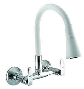 10X Brass Sink Mixer SMW-8898 White Flexible Spout Wall Mount 2 ...