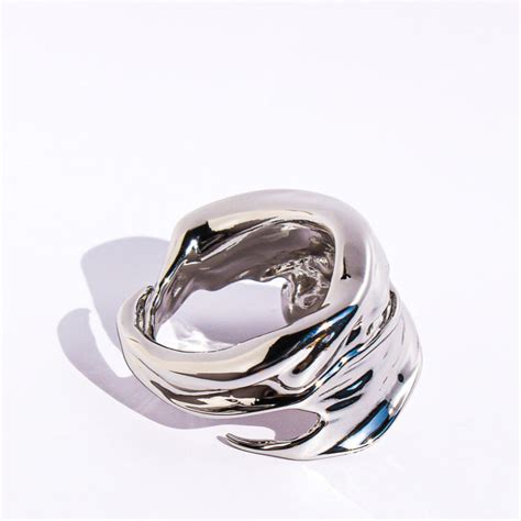 Abstract Fluid Silver-Tone Metal Ring JLTR0594