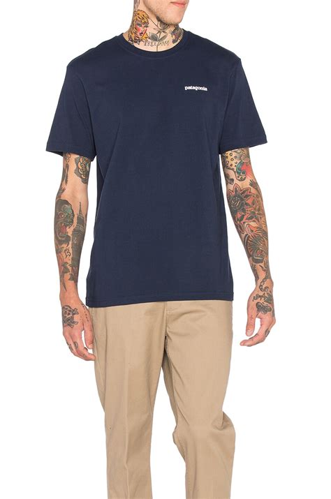 Patagonia P-6 Logo Tee in Navy Blue | REVOLVE