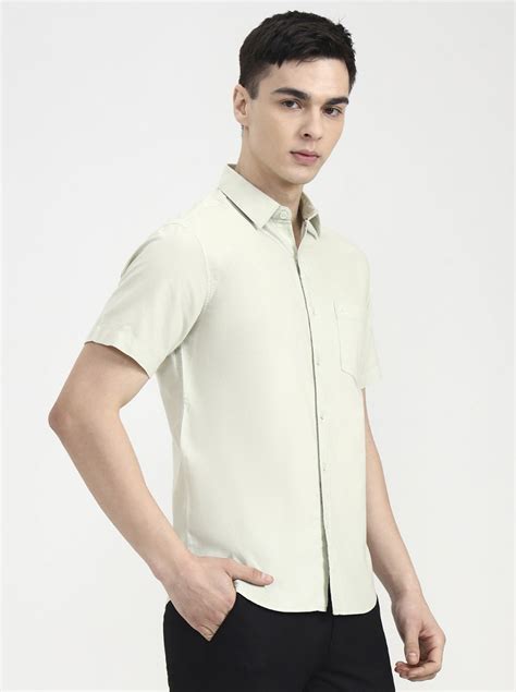 Greenfibre Men's Pista Slim Fit Casual Shirt | 100% Cotton | Solid ...