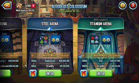 The titanium arena is very competitive, i have a much worse score in the steal arena but rank ...