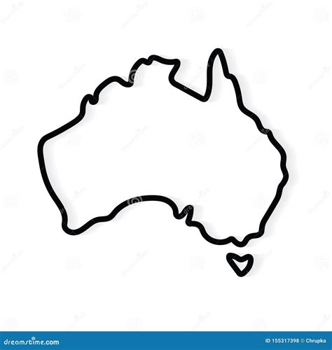 Black Outline of Australia Map Stock Vector - Illustration of cartography, outline: 155317398