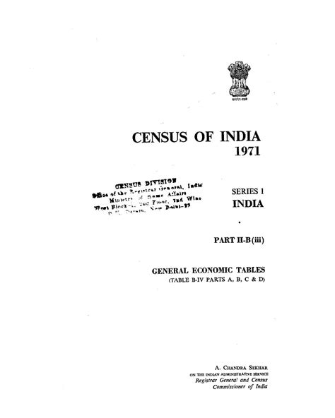 India - General Economic Tables, Series 1, Part II-B(ii), (Table B-IV ...