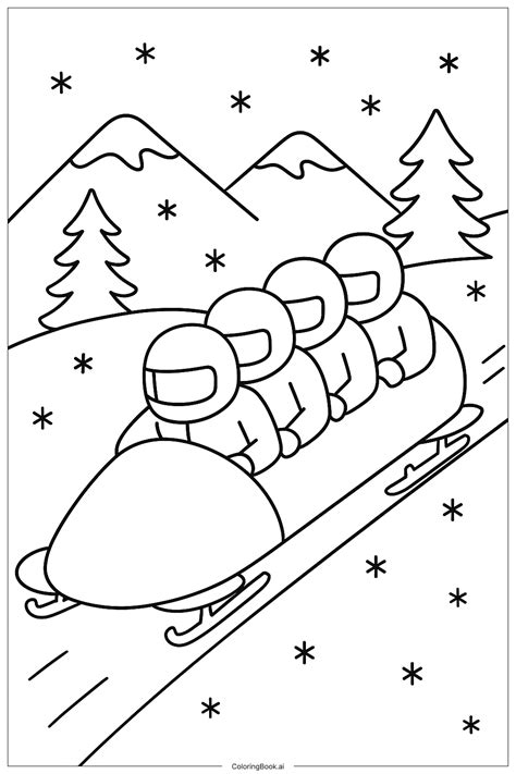Winter Olympics Bobsled Team Coloring Page (Free PDF&PNG Printable)