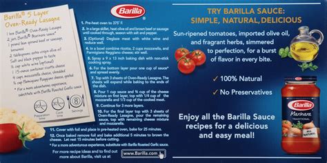 Barilla Oven Ready Lasagna Noodles Nutrition – Besto Blog