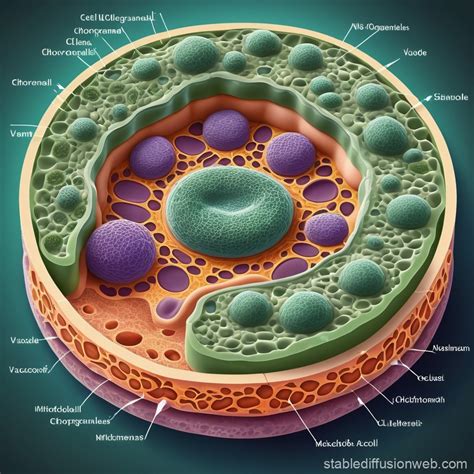 diagram of a cell with cell organelles visible cell wall Prompts ...