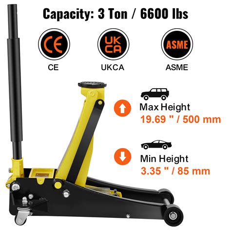 VEVOR Floor Jack, 3 Ton Low Profile Floor Jack, Heavy-duty Steel Racing ...