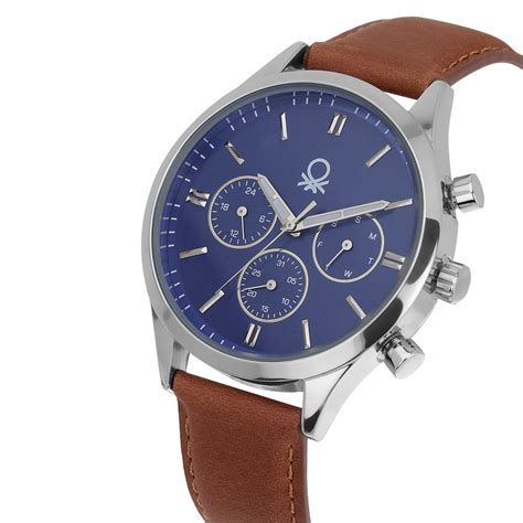 United Colors Of Benetton Leather Blue Round Dial Quartz Analog Men Wa ...