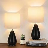 Yacoto Ceramic Table Lamps Set of 2, Small Black Bedside Lamps for ...