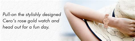 Buy CERO Rose Gold Diamond Studded Analogue Watch and Bracelet Combo ...