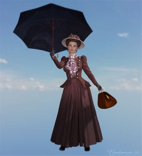 Mary Poppins and her famous umbrella by Kordouane