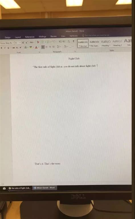Student's 19-word Fight Club essay given perfect grade by teacher