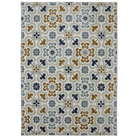 Mohawk Home Bright Floral Tiles 8 x 10 Mushroom Area Rug at Lowes.com
