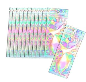 Trunple 100 Pcs 2.4x5.9" Resealable Holographic Bags Small Ziplock ...