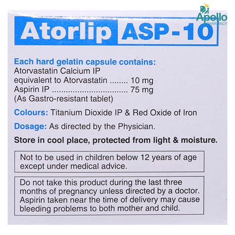 Atorlip ASP 10 Capsule 10's Price, Uses, Side Effects, Composition ...