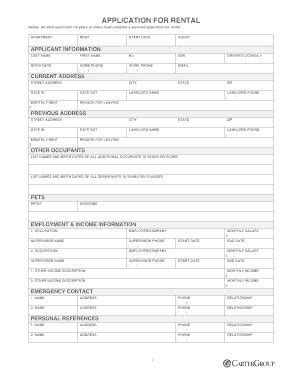 Pre Tenancy Application Form - Fill and Sign Printable Template Online