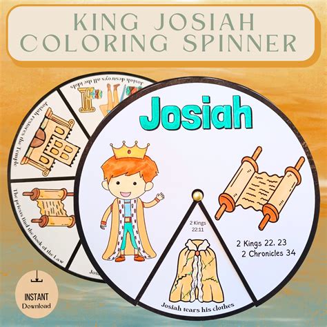 The Story of Josiah Coloring Spinner Wheel King Josiah Sunday School ...