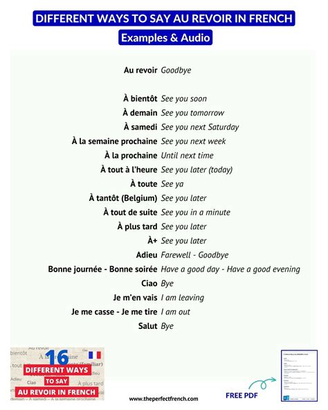 16 Different Ways to Say AU REVOIR - GOODBYE in French - French Online ...
