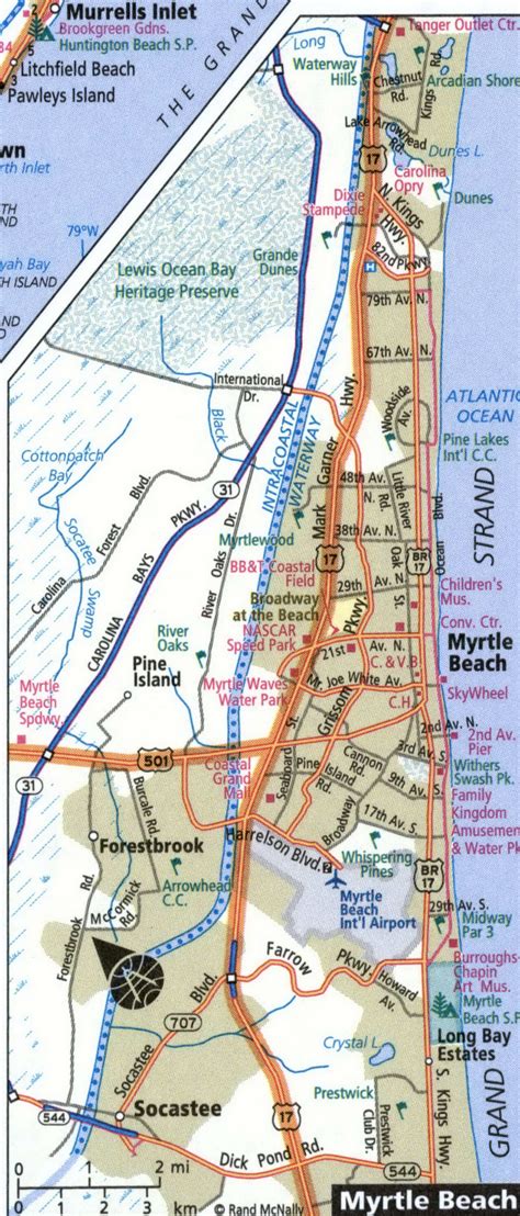 Myrtle Beach city road map for truck drivers toll and free highways map ...