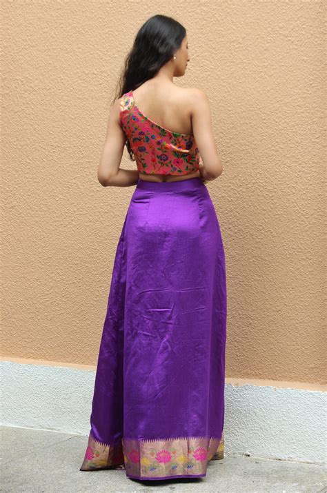 Purple Paithani Skirt and Top Set - Mogra Designs
