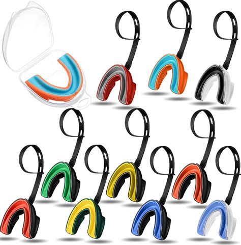 Amazon.com: 10 Pcs Youth Strapped Mouth Guard with Strap Football Mouthpiece Double Colored ...