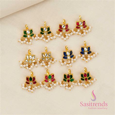24K Jadau Kundan Gold Plated Lotus Motif Earcuff Bugadi Earrings ...