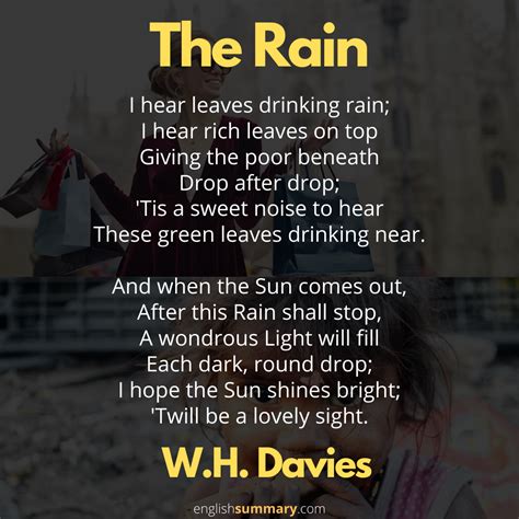 The Rain Poem by WH Davies | Rain poems, Poems, Poems beautiful
