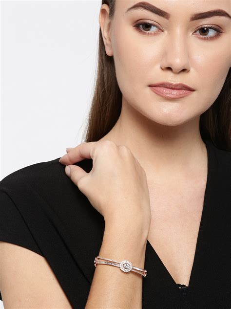 Priyaasi Rose Gold-Plated American Diamond Studded Bracelet