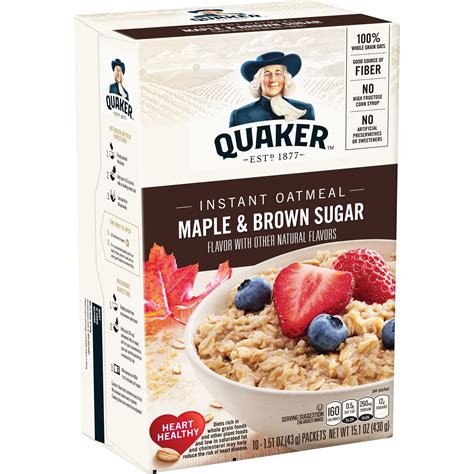 Quaker Instant Oatmeal, Maple & Brown Sugar, 10 Packets - Walmart.com