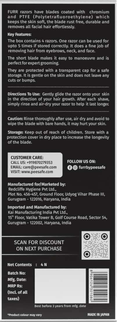 Buy FURR BY PEE SAFE FACE RAZOR - PACK OF 4 Online & Get Upto 60% OFF ...