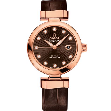 De Ville Ladymatic 34 mm, ouro rosa em bracelete de pele - 425.63.34.20 ...