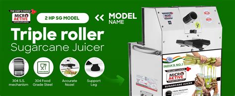 MICROACTIVE 2HP Heavy Duty Sugarcane Juicer Machine SS-304 Roller & 3 ...