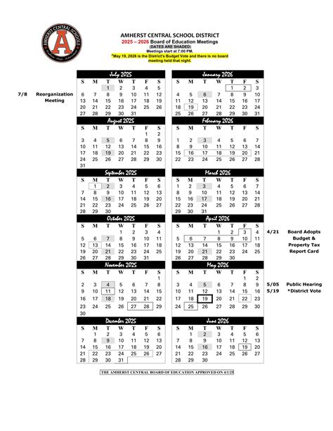 Amherst Central School Calendar 25-26 [PDF] revised - EduCounty