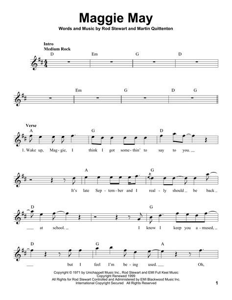 Rod Stewart - Maggie May sheet music