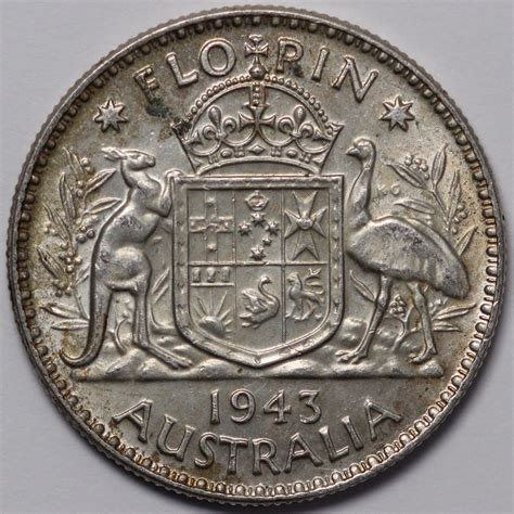 Australia 1943 Florin 2/- George VI Sterling Silver Coin - Imperial ...
