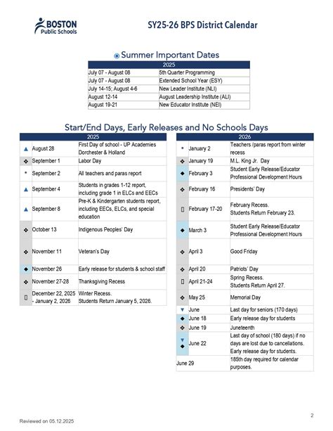 Boston Public Schools Calendar 25-26 Revised [PDF] - EduCounty